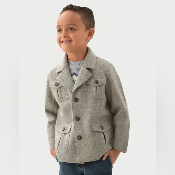 AnnTarah Stylish Kids Gray Pea Coat - Picture 1 of 5